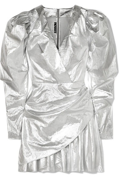 Rotate Birger Christensen Lamé Mini Dress In Silver