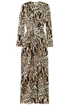 ALEXANDRE VAUTHIER CRYSTAL-EMBELLISHED ANIMAL-PRINT STRETCH-SILK SATIN GOWN