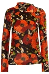 DODO BAR OR BRENDA FLORAL-PRINT STRETCH-VELVET TURTLENECK TOP