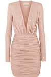 ALEXANDRE VAUTHIER CRYSTAL-EMBELLISHED RUCHED STRETCH-JERSEY MINI DRESS