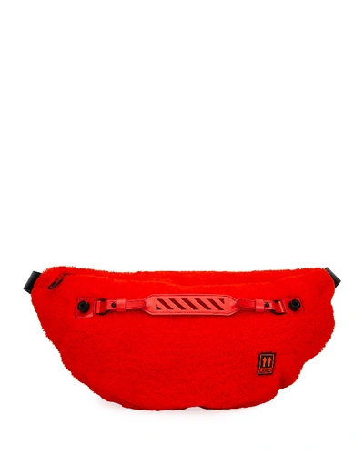 Off-white Men's Medium Lamb-shearling Belt Bag/fanny Pack, Red