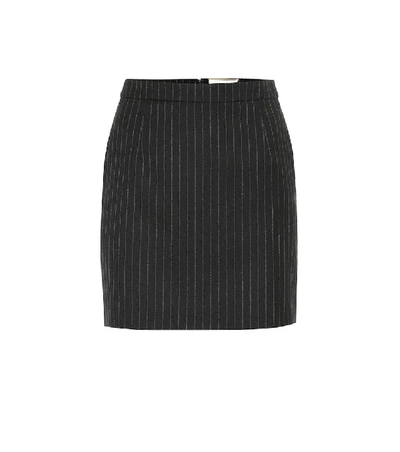 Saint Laurent Pinstripe Flannel Mini Skirt In Black