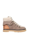 See By Chloé Shearling And Leather-trimmed Suede Ankle Boots In Grey