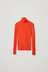 Cos Fine Roll-neck Wool Top In Orange