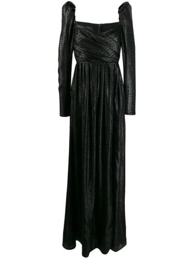 Pinko Juliet Sleeve Evening Gown In Black