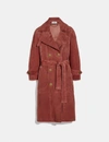 COACH DRAPEY SUEDE TRENCH COAT,78990 ROS 6