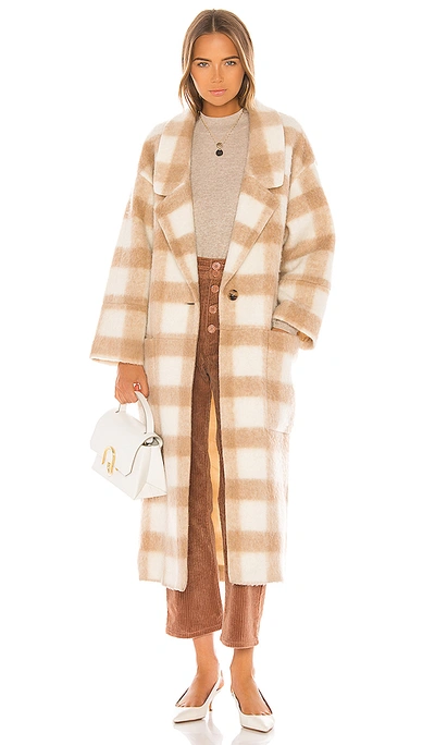 Apiece Apart Vita Oversized Coat In Camel Plaid