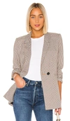 Anine Bing Madeleine Checked Blazer In Yellow
