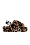 Ugg Fluff Yeah Leopard-print Sheepskin Slingback Slippers In Amphora