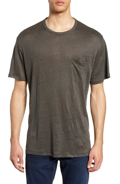 Rag & Bone Owen Linen Slim Fit Pocket T-shirt In Dark Grey