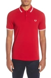 Fred Perry Twin Tipped Extra Slim Fit Pique Polo In Siren