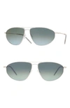 Oliver Peoples Kallen 62mm Oversize Aviator Sunglasses In Silver