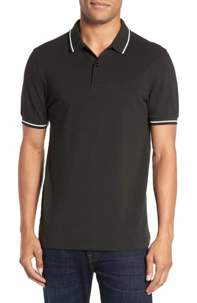 Fred Perry Twin Tipped Extra Slim Fit Pique Polo In Hunt Green