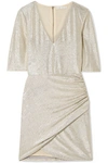 ALICE AND OLIVIA JUDY RUCHED TEXTURED-LAMÉ MINI DRESS