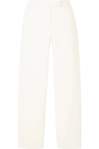 Theory Cropped Brushed-twill Straight-leg Pants In Ivory
