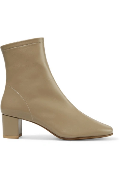 By Far 50mm Sofia Leather Ankle Boots In Beige