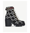 GUCCI GG HEELED TWEED ANKLE BOOTS,26130583