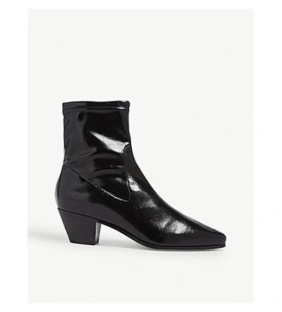 Maje Fliky Patent Leather Heeled Boots In Black