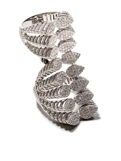 As29 18kt White Gold Spine Diamond Eight Branches Ring