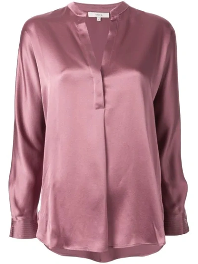 Vince Relaxed-fit Long-sleeved Blouse In Pink & Purple