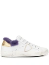 PHILIPPE MODEL FUR TRIM LACE-UP SNEAKERS