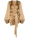 ALEXANDRE VAUTHIER BELL-SLEEVE RUCHED MINI DRESS