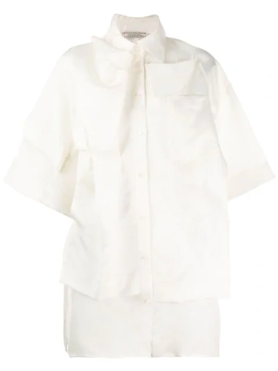 Nina Ricci Layered Asymmetric Silk Shirt In Beige