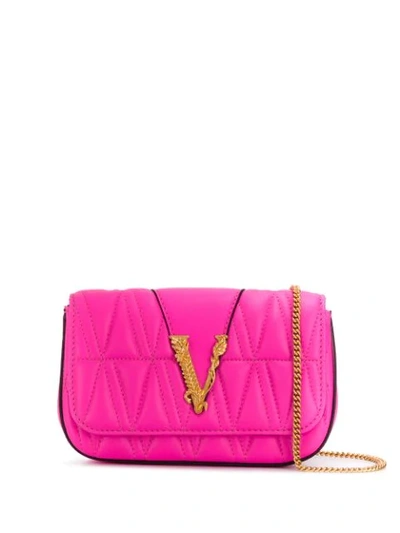 Versace Quilted Virtus Mini Bag In Pink