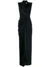 ALEXANDER MCQUEEN PEAKED LAPELS GATHERED GOWN