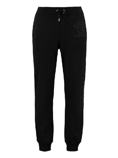 Versace Stretch Cotton Track-pants In Black
