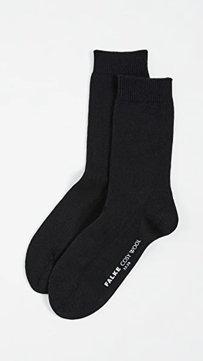 Falke Cozy Wool Socks In Black