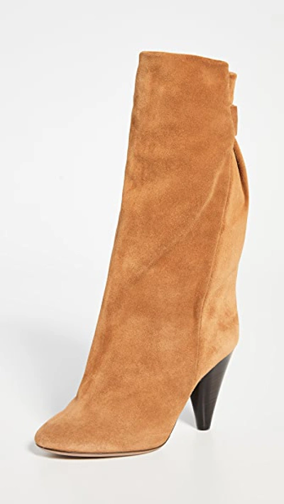 Isabel Marant Lakfee Wrinkled Boots In Light Brown