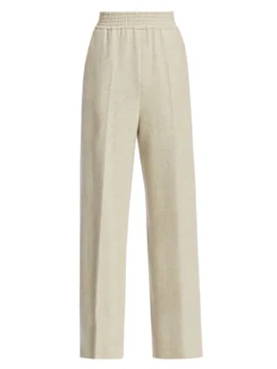 Agnona Wool & Cashmere Flannel Pants In Travertine