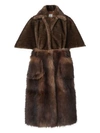 BURBERRY Short-Sleeve Faux Fur Coat