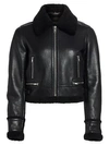 MAJE Barton Shearling-Trim & Faux Fur-Lined Leather Jacket