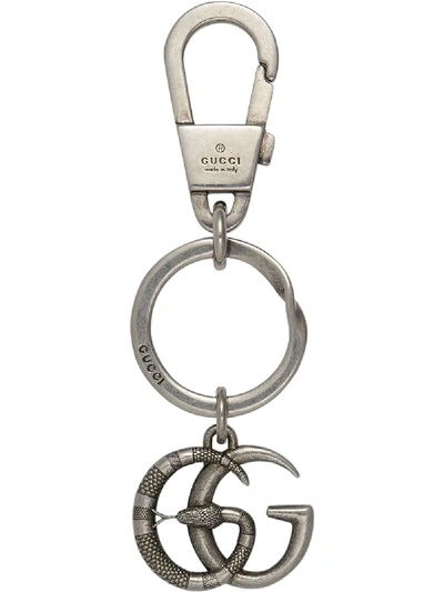 Gucci Logoed Backpack Keychain In Silver