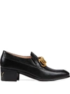 Gucci Women's Leather Horsebit Chain Loafers