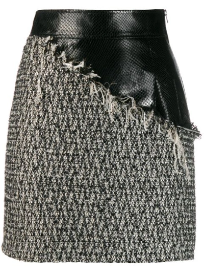 Almaz Contrast Tweed Mini Skirt In Grey