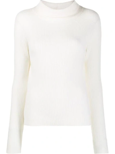 Allude Ribbed Knit Jumper In White