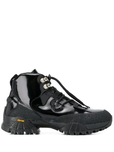 Alyx Patent Leather Hiking Boots In Black