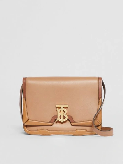 Burberry Medium Appliqué Leather Tb Bag In Brown