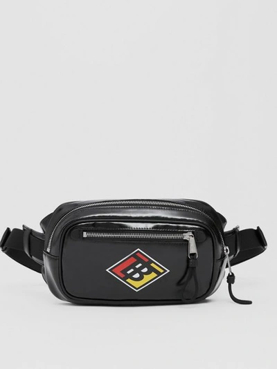 Burberry Logo Graphic Coated Canvas Bum Bag In Black