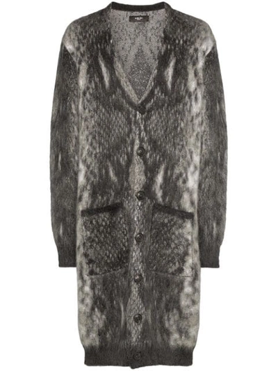 Amiri Oversized Snake-jacquard Mohair-blend Cardigan In Grey