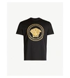 VERSACE LOGO-EMBROIDERED EMBELLISHED COTTON T-SHIRT