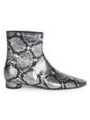BALENCIAGA Oval Block-Heel Snakeskin-Embossed Leather Ankle Boots