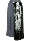 Tibi Sequinned Wrap Skirt In Grey
