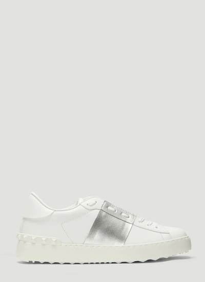 Valentino Garavani Rockstud Untitled Sneakers In Silver In Grey