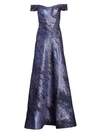 Rene Ruiz Collection Brocade Off-the-shoulder Gown In Wisteria
