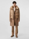 BURBERRY Down-filled Gilet Detail Camel Hair Tailored Coat