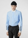 BURBERRY Classic Fit Zip Detail Cotton Poplin Shirt